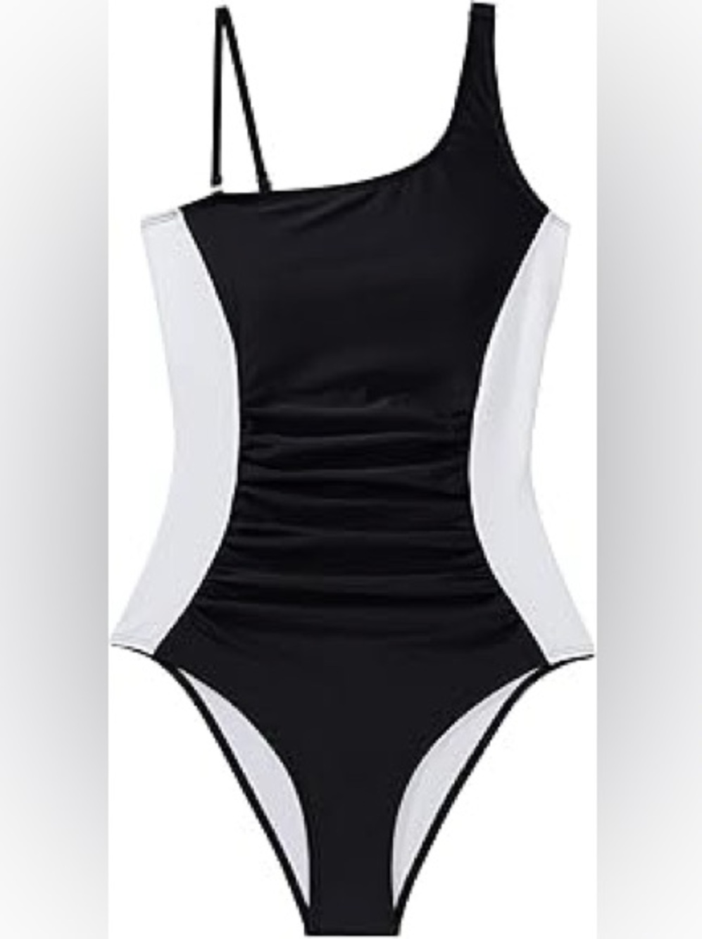 Cupshe Black One-Piece Swimsuit with White Trim